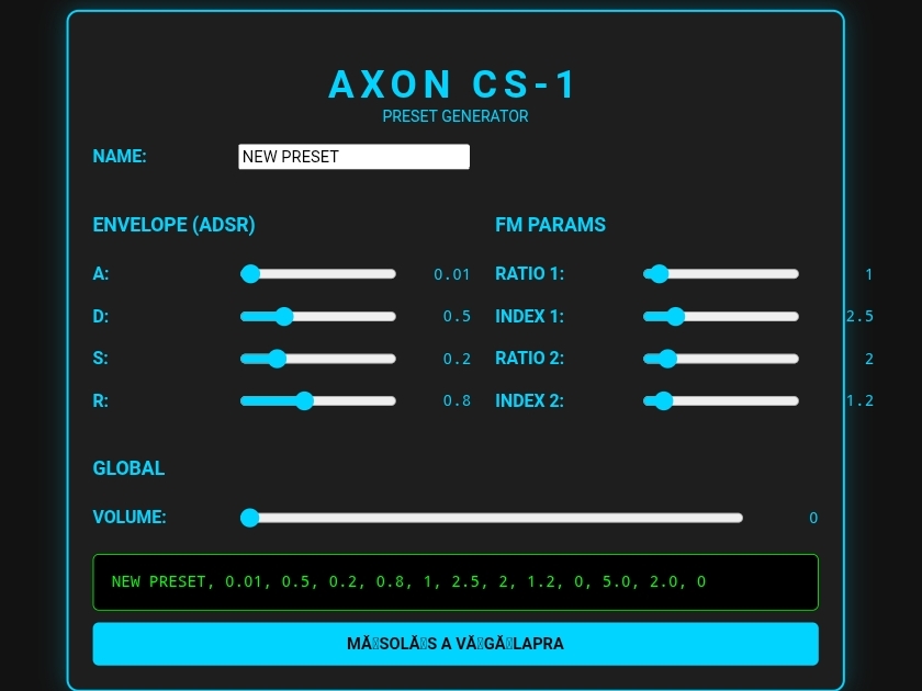 AXON grafikus preset szerkesztő